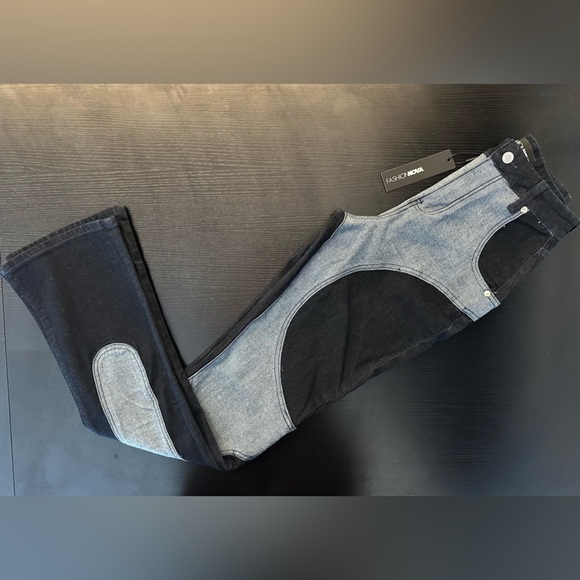 Fashion Nova Black and Gray Boot Cut Jeans - Picture 1 of 13